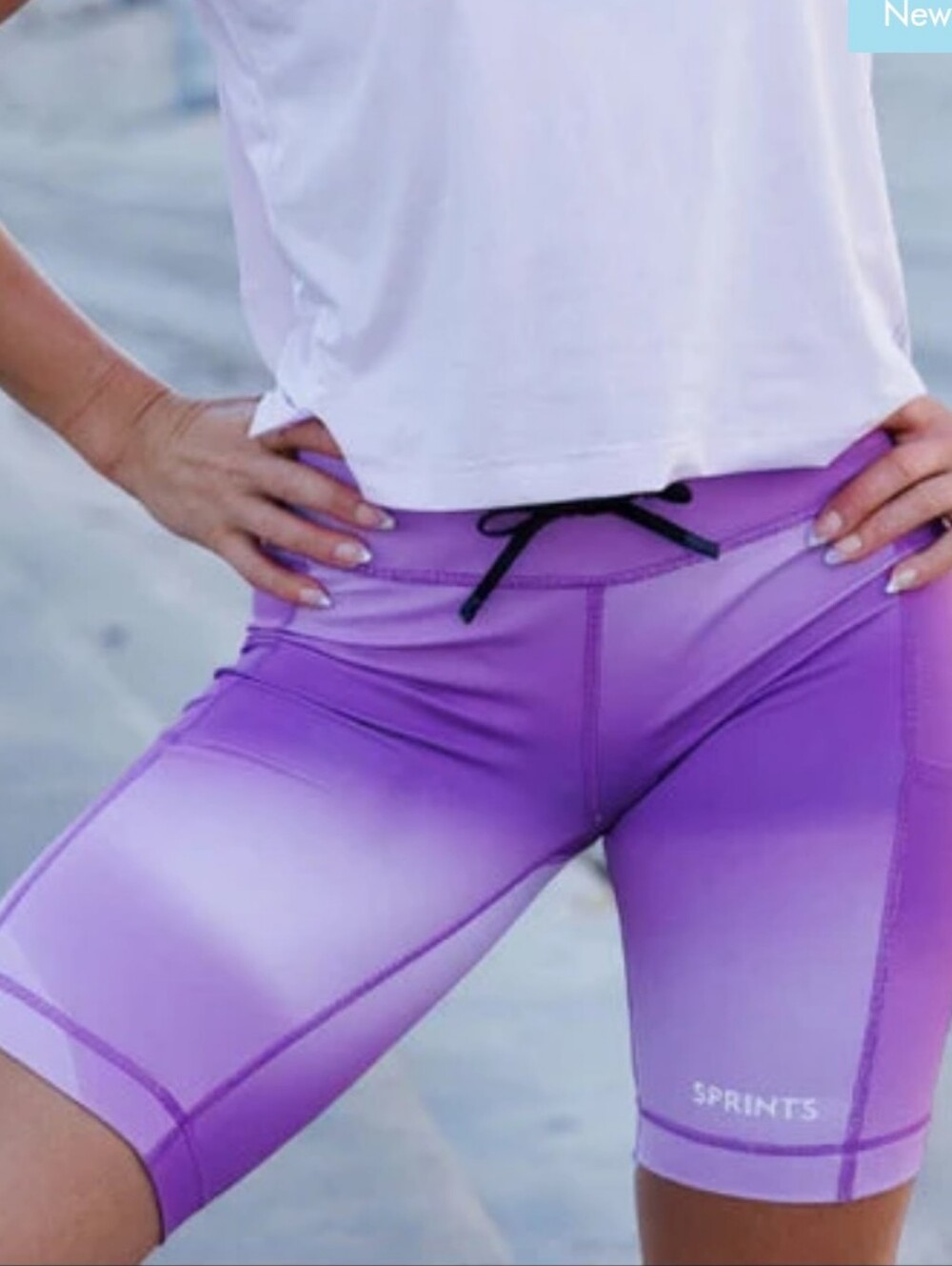 Sprints Flexion Compression Shorts Lavender Crush Purple Colorblock Pockets